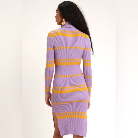 NWT Saks Fifth Avenue’s MOON RIVER Lavender and Mustard Long Sleeve Dress - Picture 4 of 5